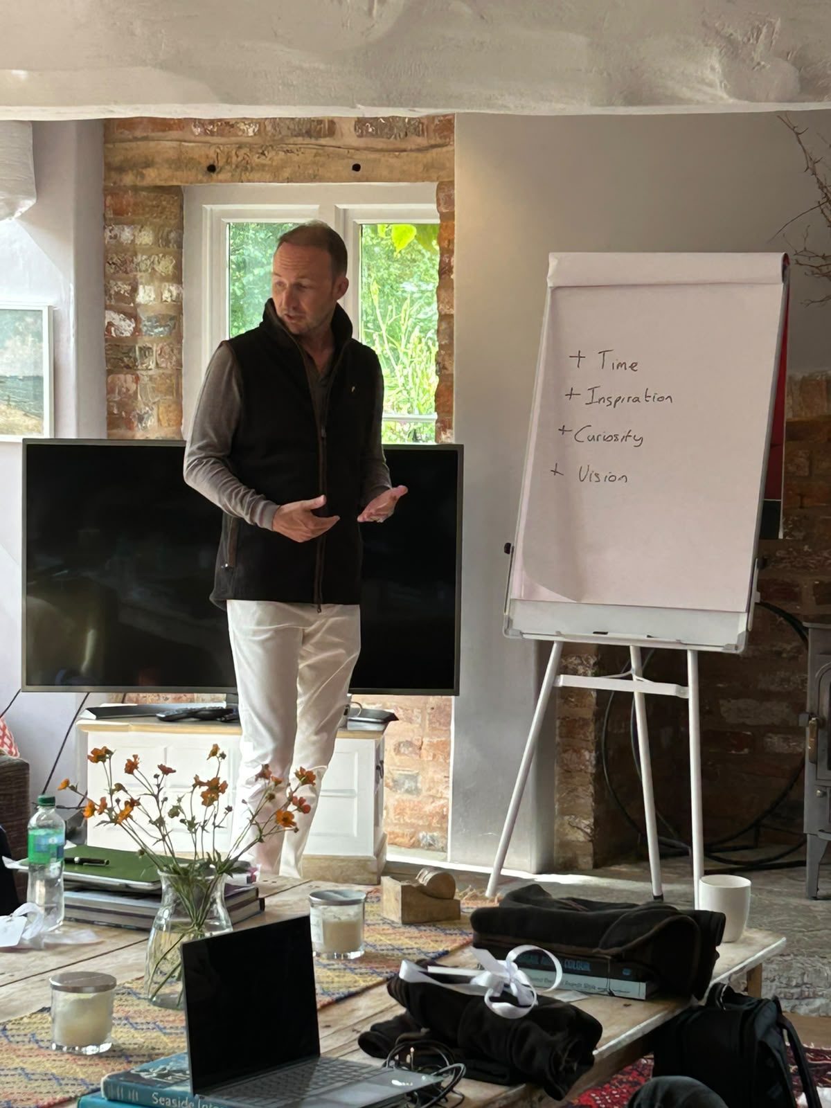 Time, inspiration, curiosity, vision — on the flipchart